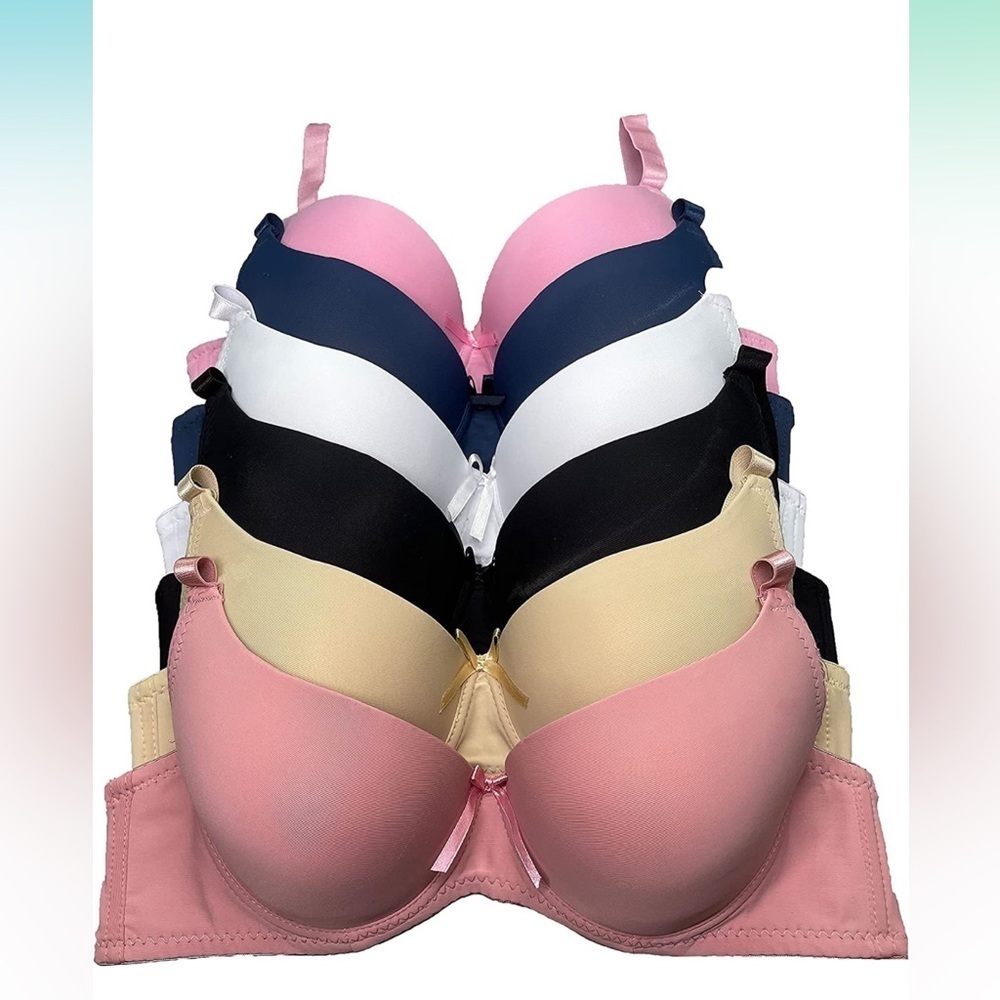 🆕 Secret 6 Pack of Color Print T-Shirt Bras B Cup C Cup and D Cup